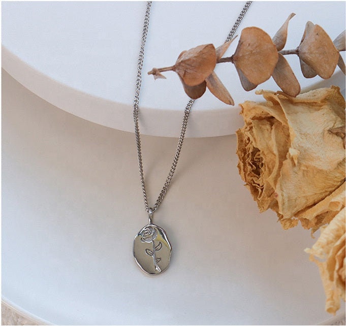 AADA Birth Flower Necklace • Floral Engraved Charm • Blossom Jewelry • Rose Pendant • Mother Daughter Bridesmaid Birthday Gift for Her