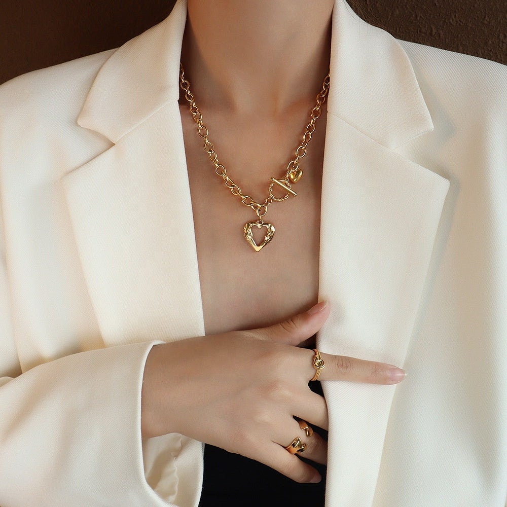 Chunky Silver Heart Pendant Necklace | Minga London – Minga London US
