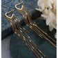 PILVI Long Chain Tassel Hoop Earrings, Korean Designer, Gold Dangle Drop Jewelry, Vintage Huggie Decor, Kawaii Gift for Her, Unique Details