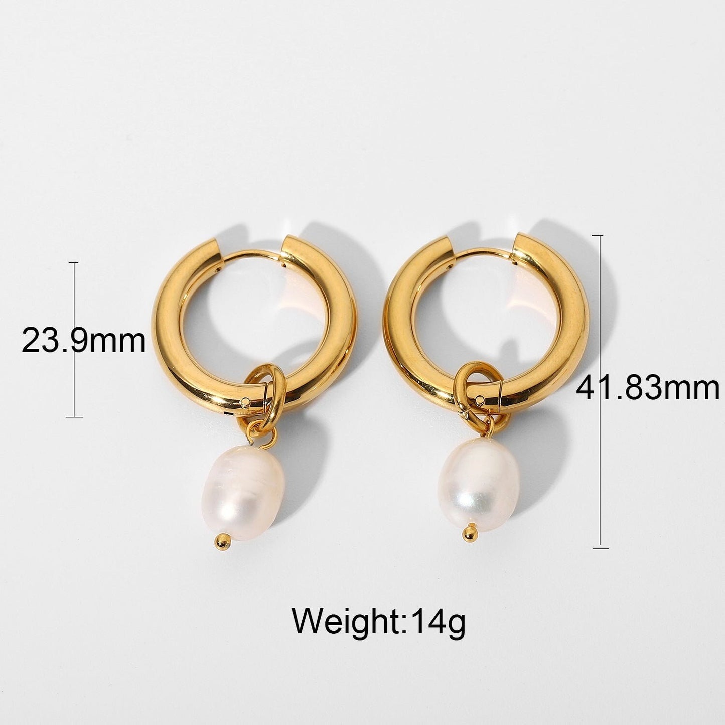 LUMI Freshwater Pearl Baroque Hoop Earrings, Gold Dangle Drop Jewelry, Vintage Huggie Decor, Unique Korean Designer Kawaii Gift for Her