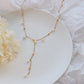 TAINA Pearl Bead Lariat Necklace, Gold Bride Chain Choker, Dainty Layered Jewelry, Vintage Unique Designer, Bridesmaid Wedding Gift For Her