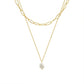 TIIA Freshwater Pearl Double Layered Paperclip Chain Necklace, Gold Natural Choker, Dainty Jewelry, Vintage Unique Wedding Gift For Her