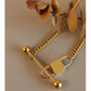 AILI Lock Cuban Curb Chain Necklace, Gold Simple Plain Charm Choker, Dainty Layered Jewelry, Vintage Unique Designer, Wedding Gift For Her