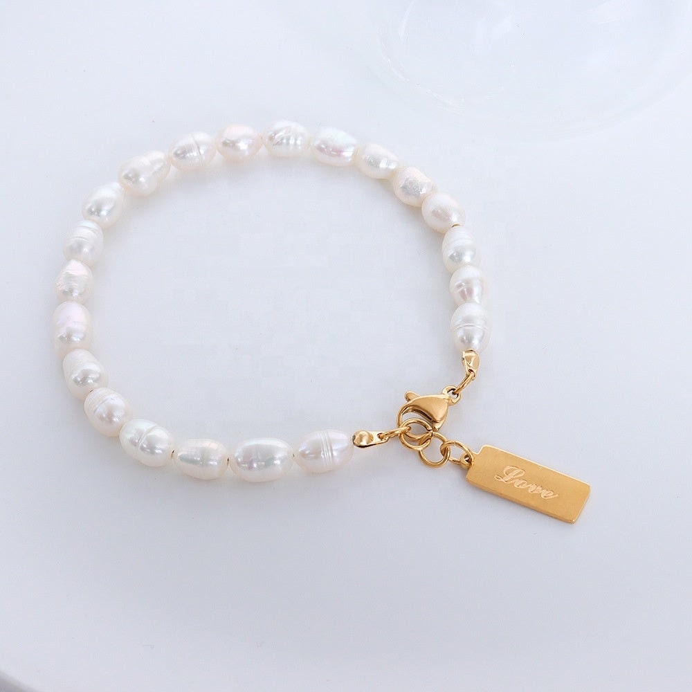 IRIS Pearl Bracelet • Freshwater Pearl Bracelet • Pearl Bead Bracelet • Baroque Pearl Bracelet • Mother Gift