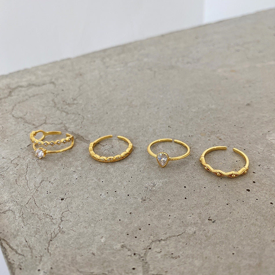 ESSI Diamond Eternity Ring, Gold Stackable Ringlet, Open Thin Band, Layered Midi Decor, Wedding Promise Gift for Her, Unique Detail Jewelry