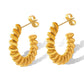 SULAMIT Twisted Everyday Hoop Earrings, Korean Designer, Gold Dangle Drop Jewelry, Vintage Huggie Decor, Kawaii Gift for Her, Unique Detail