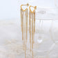 PILVI Long Chain Tassel Hoop Earrings, Korean Designer, Gold Dangle Drop Jewelry, Vintage Huggie Decor, Kawaii Gift for Her, Unique Details