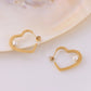 ROS Pearl Heart Hoop Earrings, Korean Statement Drop, Gold Dangle Jewelry, Vintage Huggie Decor, Designer Kawaii Gift for Her, Unique Detail