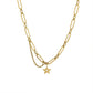 TIPPA Star Paperchip Chain Necklace, Gold Celestial Charm Choker, Dainty Layered Jewelry, Vintage Unique Designer, Wedding Gift For Her