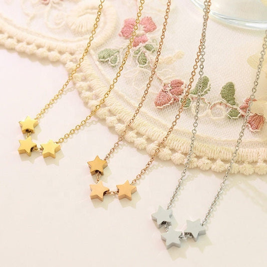 ELENA Tiny Star Charm Necklace, Gold, Rose Gold, Silver, Simple Choker, Dainty Layered Jewelry, Vintage Unique Design, Wedding Gift For Her